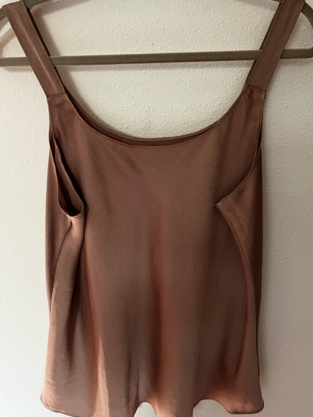Satin Scoop Tank in Warm Brown